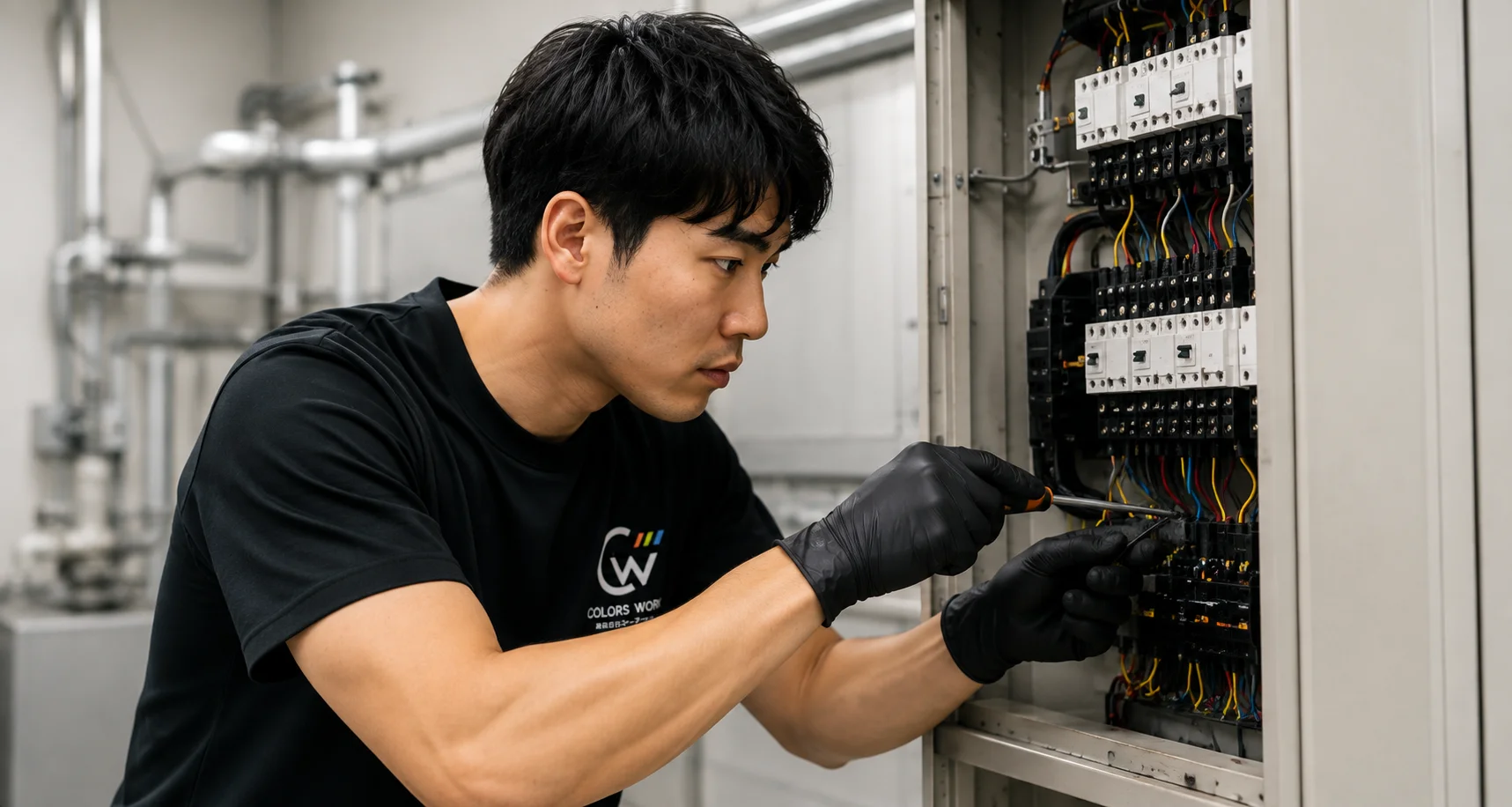 分電盤のメンテナンス作業